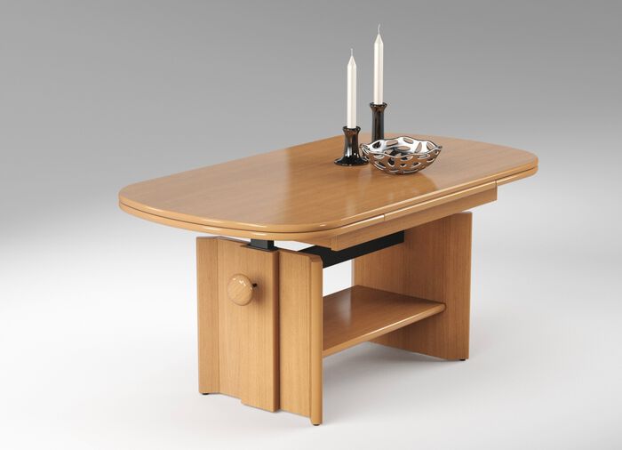 H&ouml;henverstell- und ausziehbarer Couchtisch BUCHE